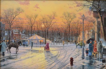 Artworks by 350 Famous Artists Painting - Town Square Thomas Kinkade